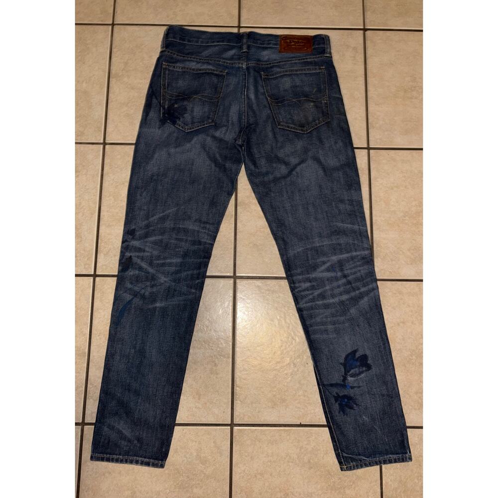 Polo Ralph Lauren Astor slim boyfriend size 27 paint flowers blue - Picture 11 of 11